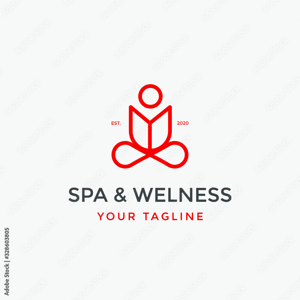 yoga logo design stock. human meditation in lotus flower vector illustration for spa or welness icon yoga logo design stock. human meditation in lotus flower vector illustration for spa or welness icon