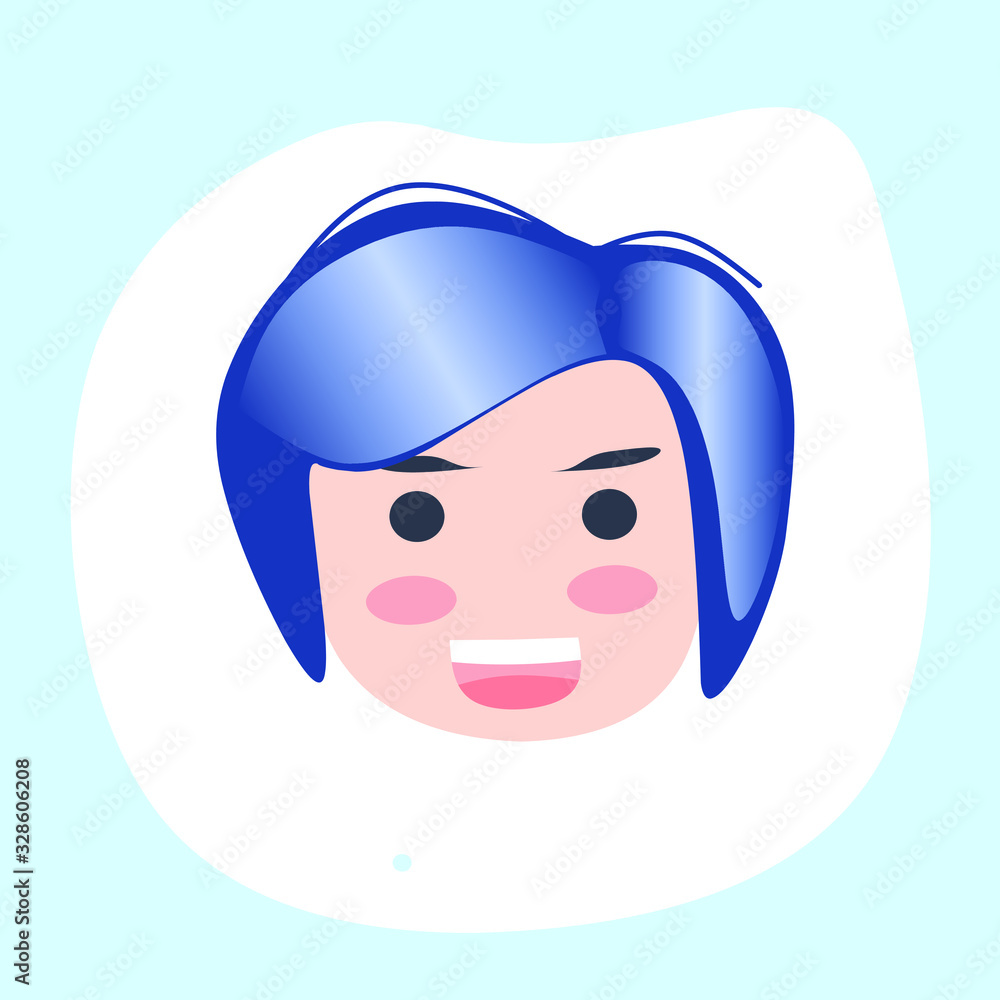 illustration of flat design face of a woman smile background in blue sky illustration of flat design face of a woman smile background in blue sky