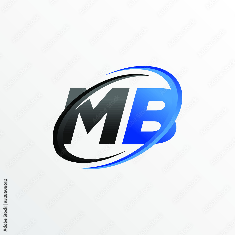 Initial Letters MB Logo with Circle Swoosh Element Initial Letters MB Logo with Circle Swoosh Element