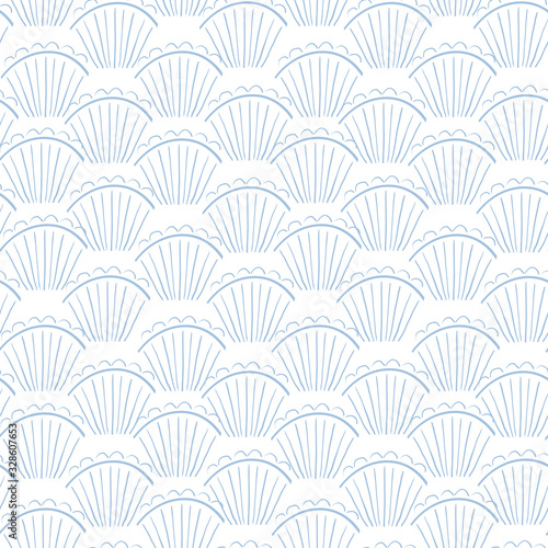 Blue shells seamless pattern