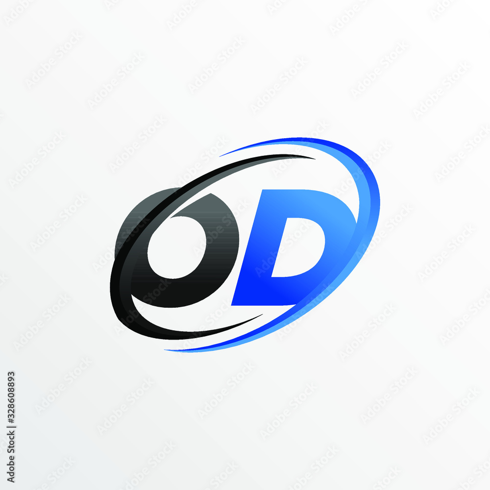 Initial Letters OD Logo with Circle Swoosh Element Initial Letters OD Logo with Circle Swoosh Element