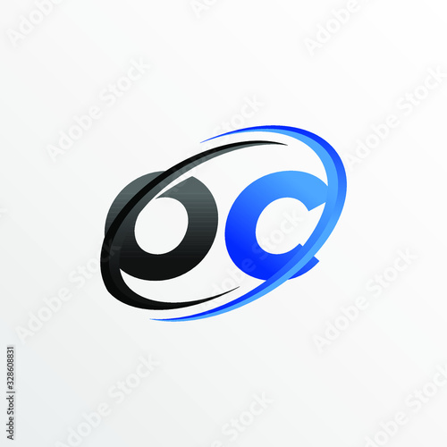 Initial Letters OC Logo with Circle Swoosh Element