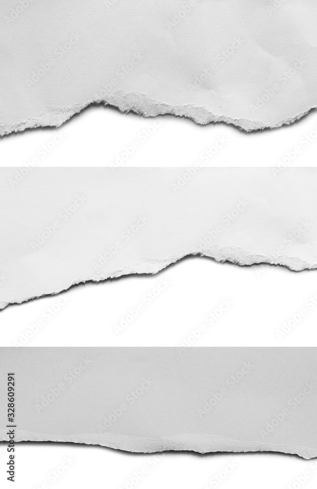 Set of ripped paper isolated on white background