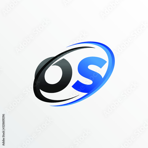 Initial Letters OS Logo with Circle Swoosh Element