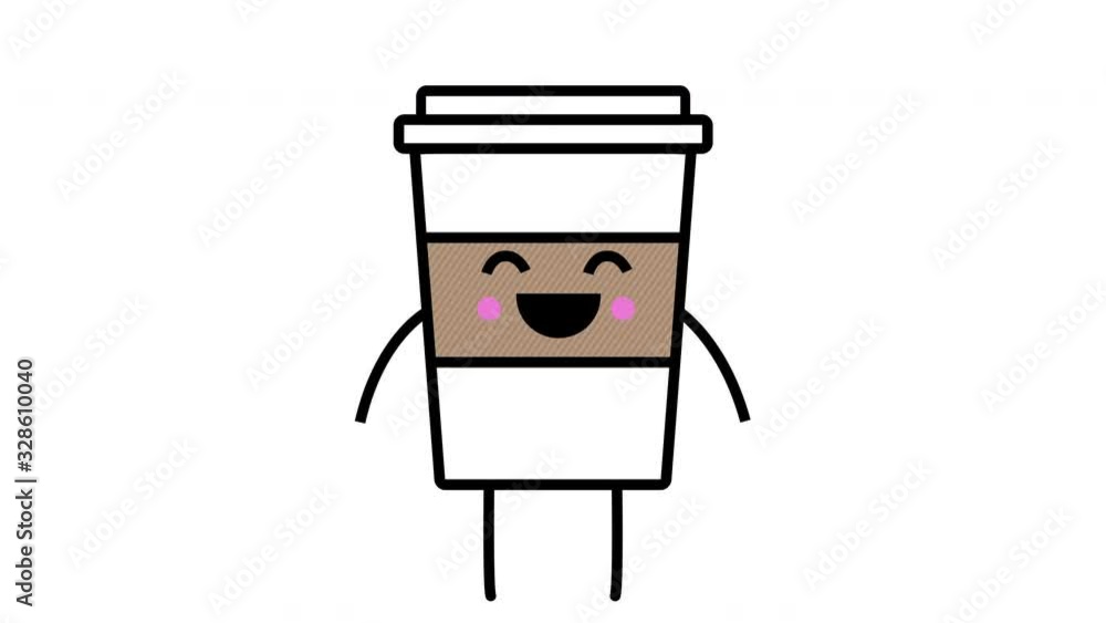 Happy Smiling coffee cup to go cartoon animation Happy Smiling coffee cup to go cartoon animation