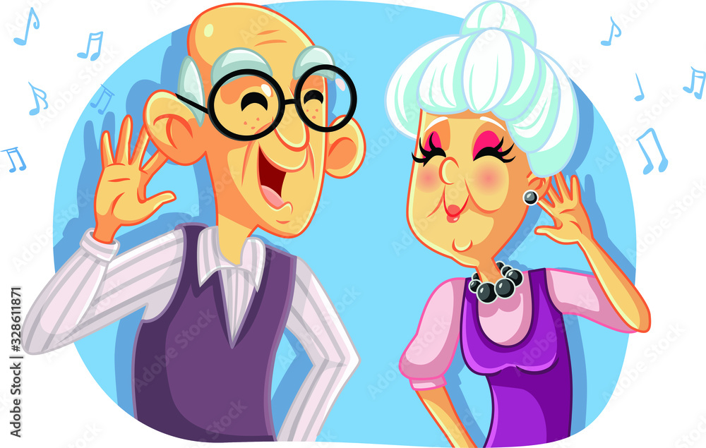 Old Senior Couple Listening to Music Vector Cartoon Stock Vector | Adobe  Stock