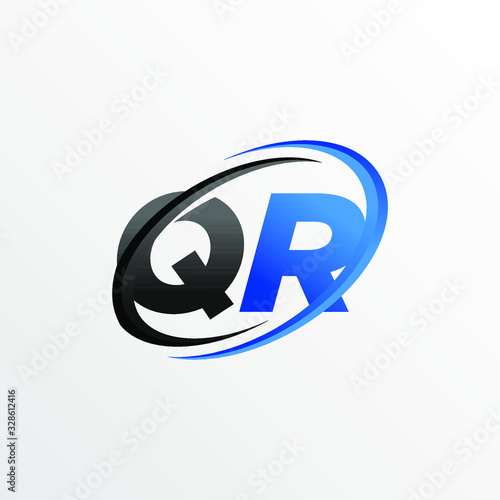 Initial Letters QR Logo with Circle Swoosh Element