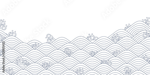 海　波　和紙　背景