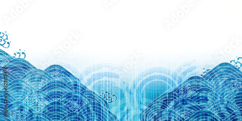 海　波　和紙　背景