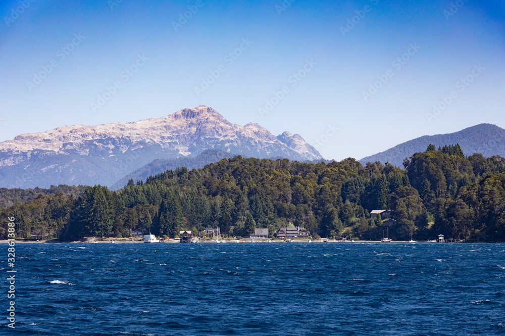 View of Bahia Mansa from Catamaran on Lake Nahuel Huapi, Villa la Angostura, Patagonia Argentina