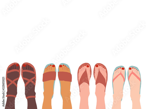 women's feet wearing summer sandals