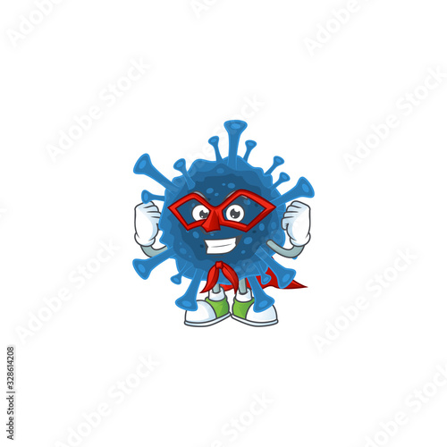 A friendly picture of coronavirus desease dressed as a Super hero