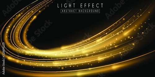 Abstract light effect. Futuristic gold wave illustration.  Festive sparkling background