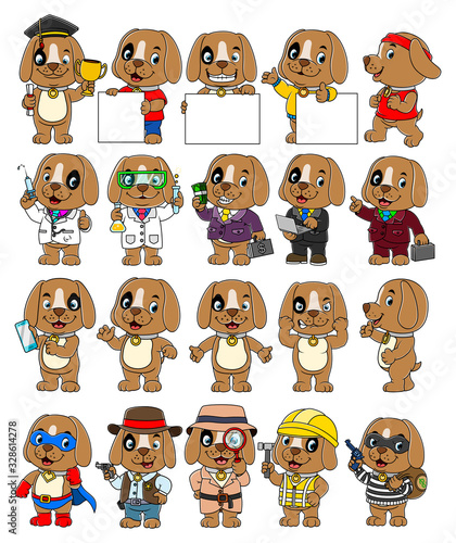 Cute dog cartoon mascot pack