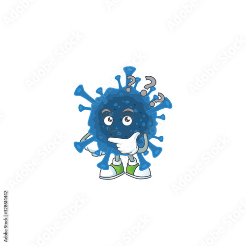 Coronavirus desease cartoon mascot style in a confuse gesture