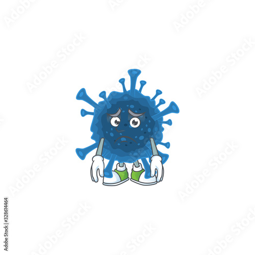 Cartoon character of a coronavirus desease having an afraid face