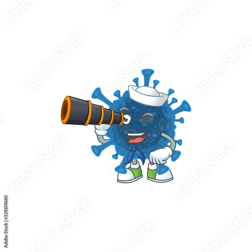 A picture of coronavirus desease Sailor style with binocular