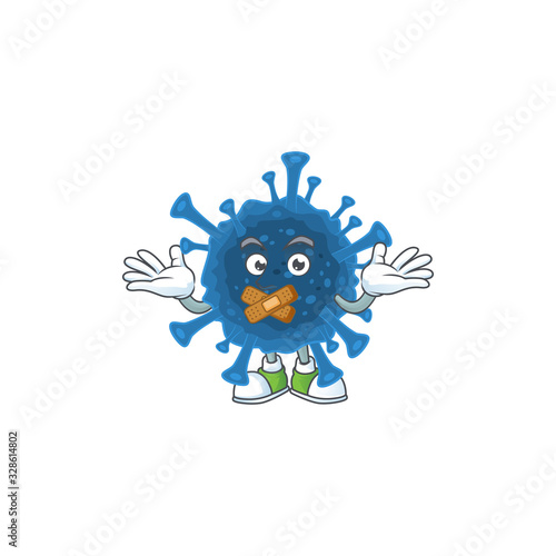 mascot cartoon character design of coronavirus desease making a silent gesture