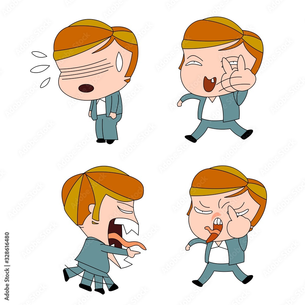 Humorous and comical character, illustration set. Humorous and comical character, illustration set.
