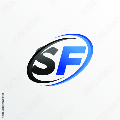 Initial Letters SF Logo with Circle Swoosh Element