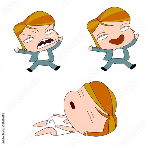 Humorous and comical character, illustration set.
