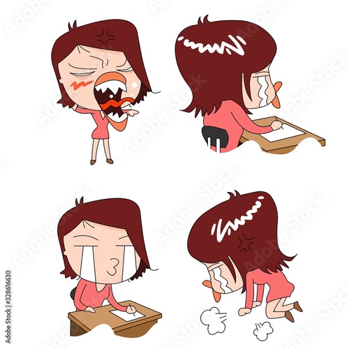 Humorous and comical character, illustration set.