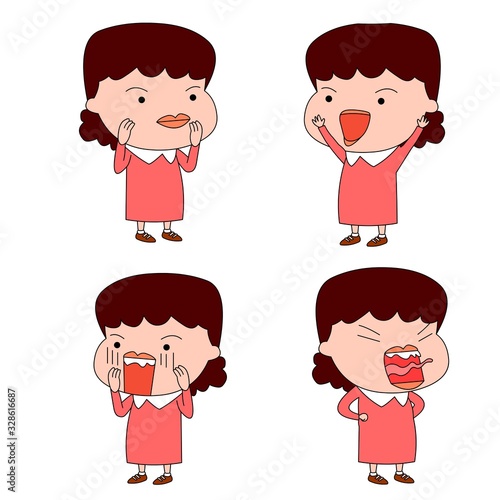 Humorous and comical character, illustration set.