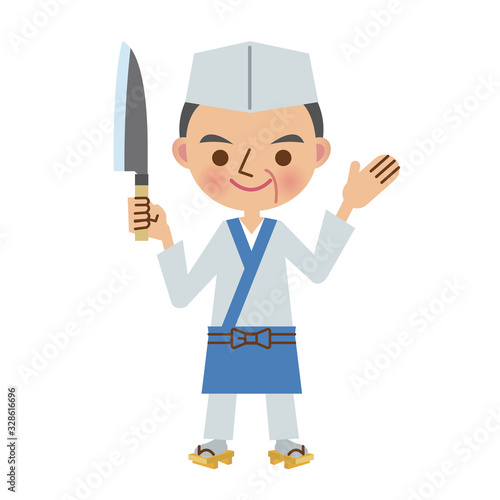 包丁を持った板前・料理人