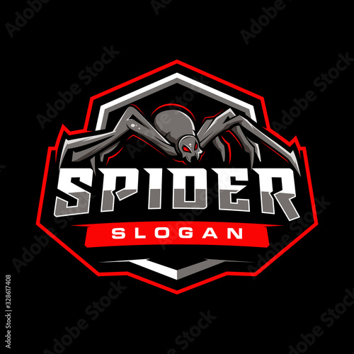 Spider gaming badge logo design vector