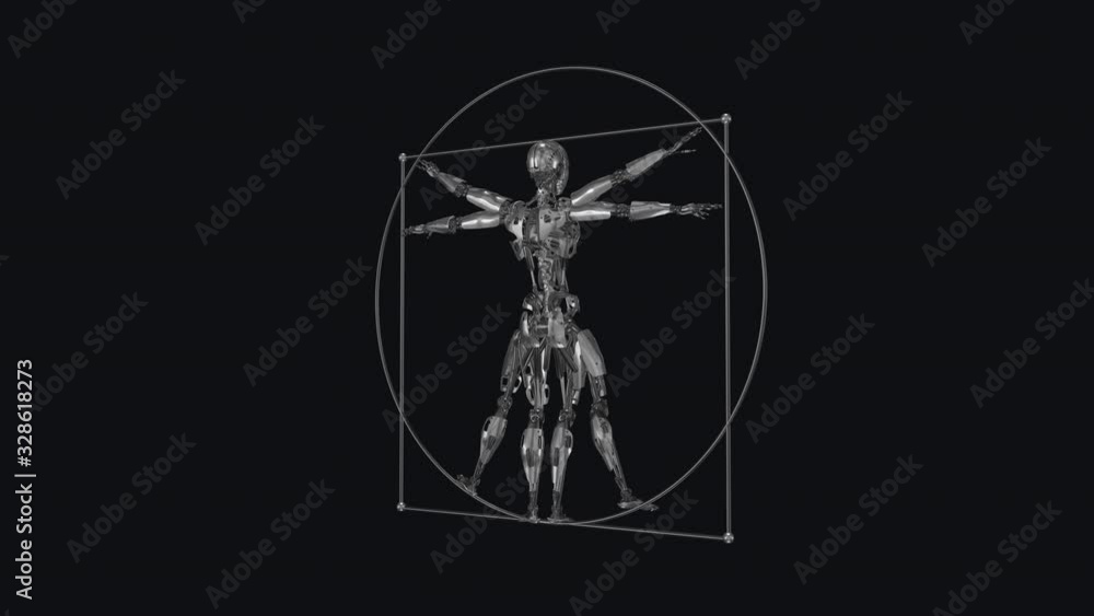Vitruvian Cyborg - II - Android Symbol - Metallic Model - Spin Loop Vitruvian Cyborg - II - Android Symbol - Metallic Model - Spin Loop