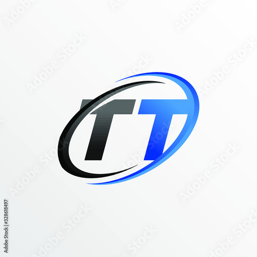 Initial Letters TT Logo with Circle Swoosh Element