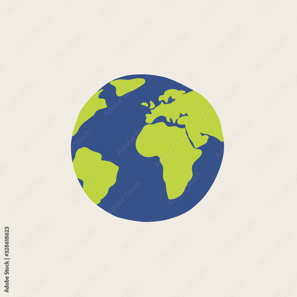 A hand drawn flat globe . Postcard for the Earth day. Vector Illustration with save the planet meaning. Perfect for print, cards, posters, booklet, design A hand drawn flat globe . Postcard for the Earth day. Vector Illustration with save the planet meaning. Perfect for print, cards, posters, booklet, design