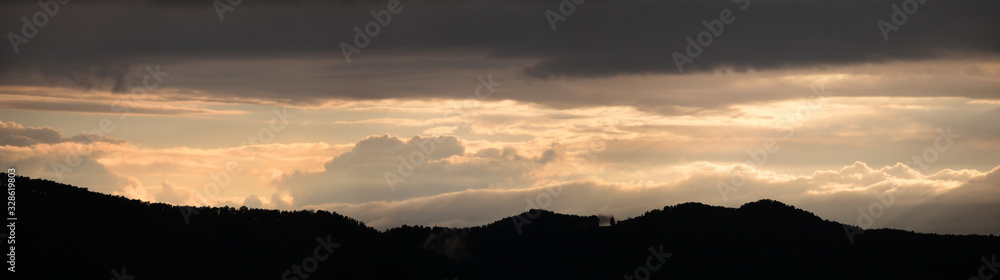 Sunset sky, panoramic image, natural backgrounds Sunset sky, panoramic image, natural backgrounds