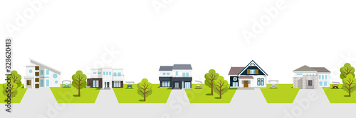 Residential area townscape ,white background