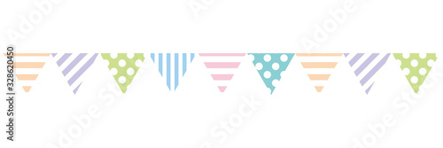 Bunting decoration, straight line - pastel colored