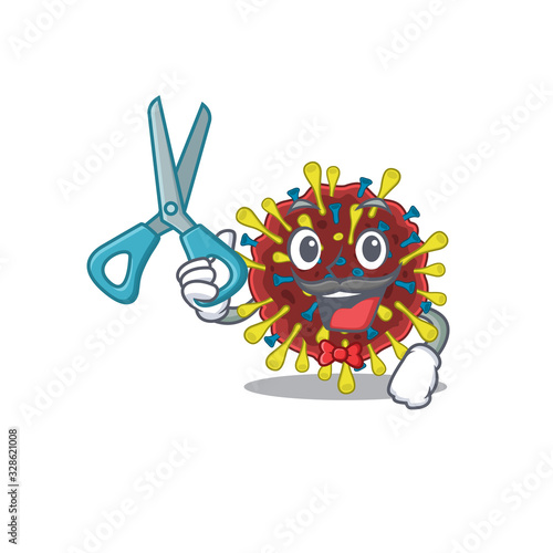 Cool Barber corona virus molecule mascot design style