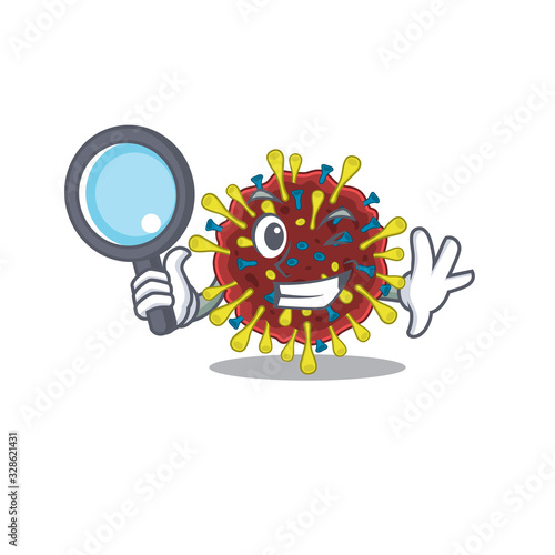 Corona virus molecule in Smart Detective picture character design