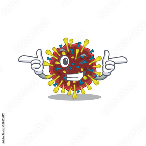 Smiley corona virus molecule cartoon design style showing wink eye