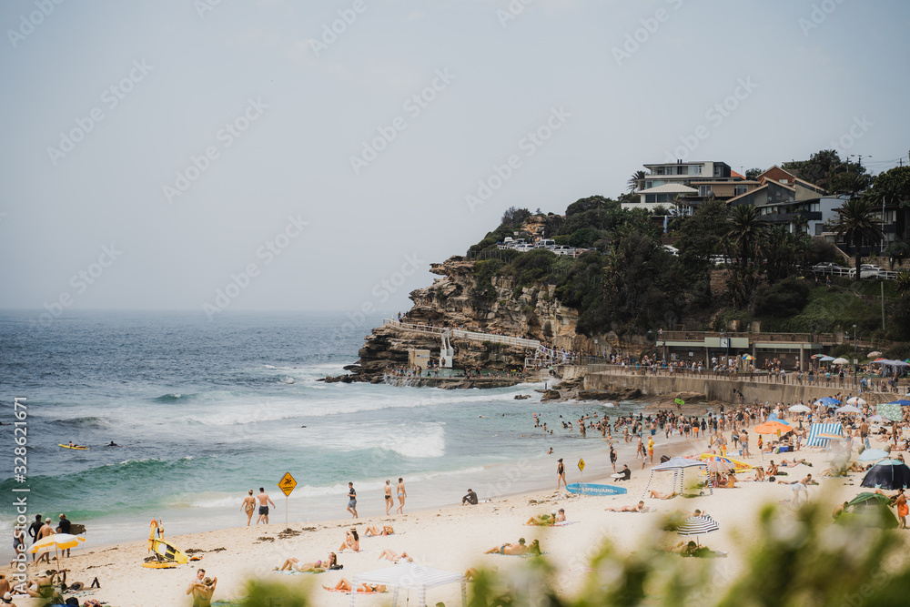 Bronte Beach, New South Wales - JANUARY 20th, 2020: People enjoying the summer weather one weekend at Bronte Beach, Sydney NSW.