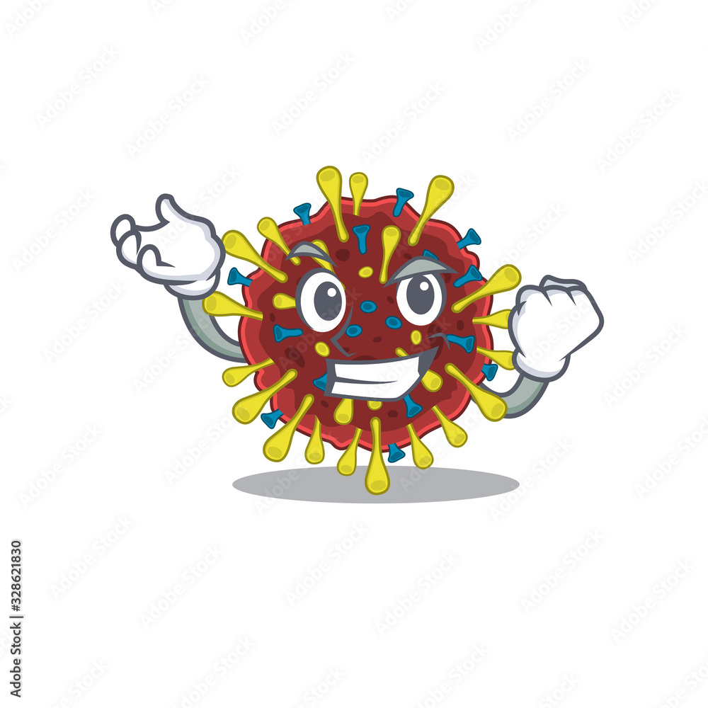 Corona virus molecule cartoon character style with happy face