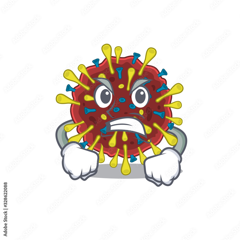 Corona virus molecule cartoon character design with angry face