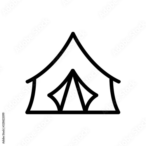 tent icon vector. Thin line sign. Isolated contour symbol illustration