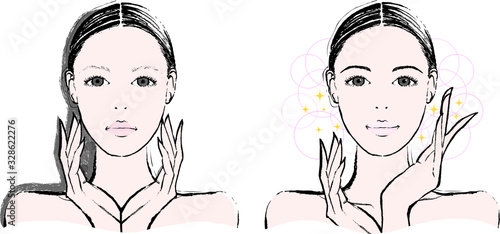 女性　眉毛　ビフォーアフター