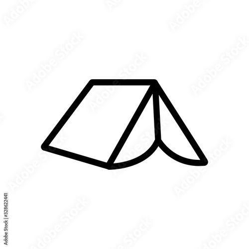 tent icon vector. Thin line sign. Isolated contour symbol illustration