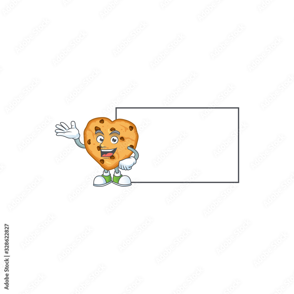 Chocolate chips love with board cartoon mascot design style Chocolate chips love with board cartoon mascot design style
