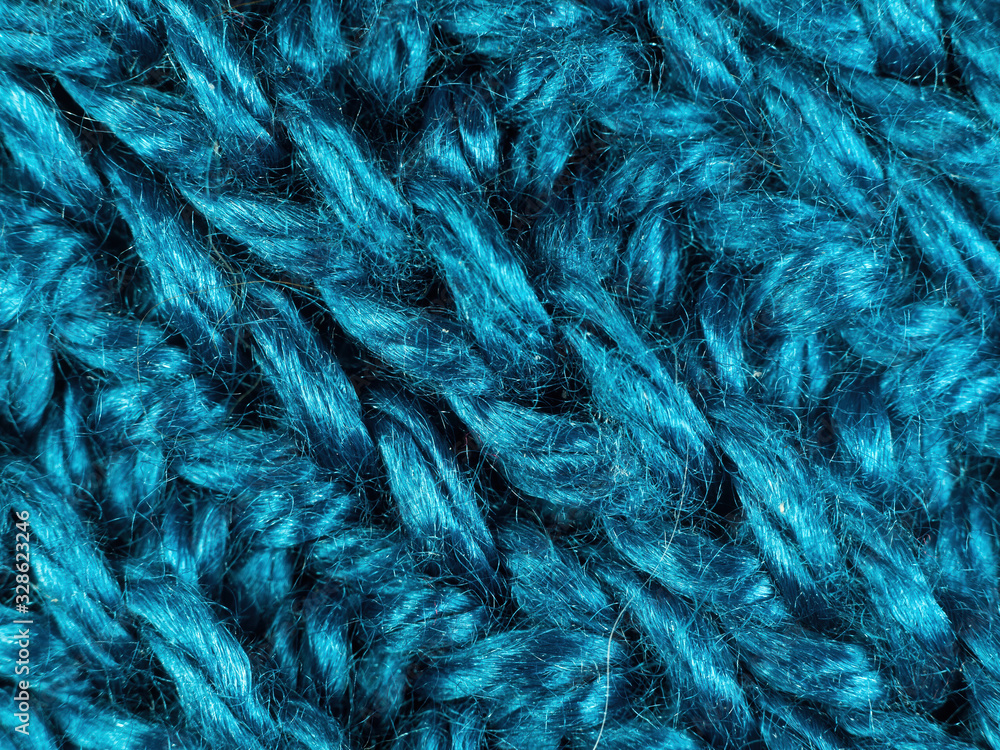 Obraz premium blue knitted material close up