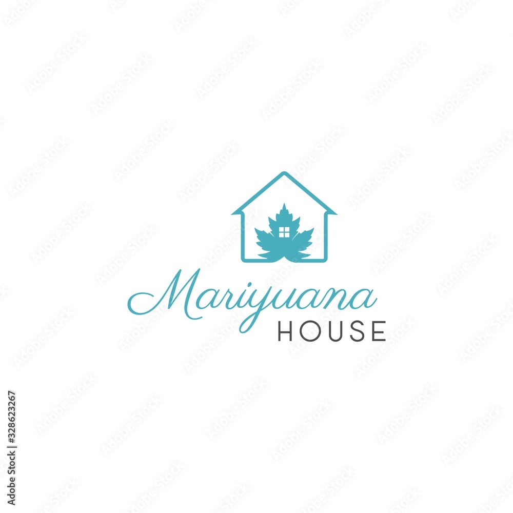 Modern Marijuana Leaf and Home Logo Design with Green Cannabis Elements for CBD, Medical, Organic, and Herbal Business Branding Modern Marijuana Leaf and Home Logo Design with Green Cannabis Elements for CBD, Medical, Organic, and Herbal Business Branding