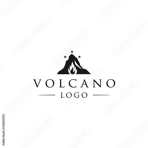 vintage mountain peak volcano logo design vector