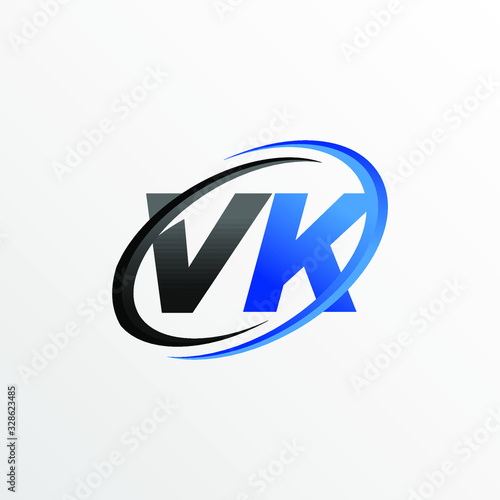 Initial Letters VK Logo with Circle Swoosh Element photo