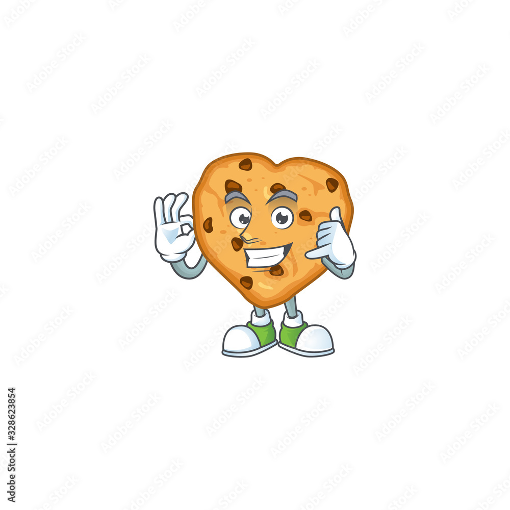 Call me funny gesture chocolate chips love mascot cartoon design